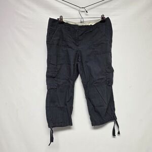 Ann Taylor Loft Navy Blue Cargo Capri Pants Size 10 Capris Pockets Drawstring